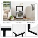 3-tier white sofa side table with sturdy black steel frame and spacious shelves for versatile storage and display.